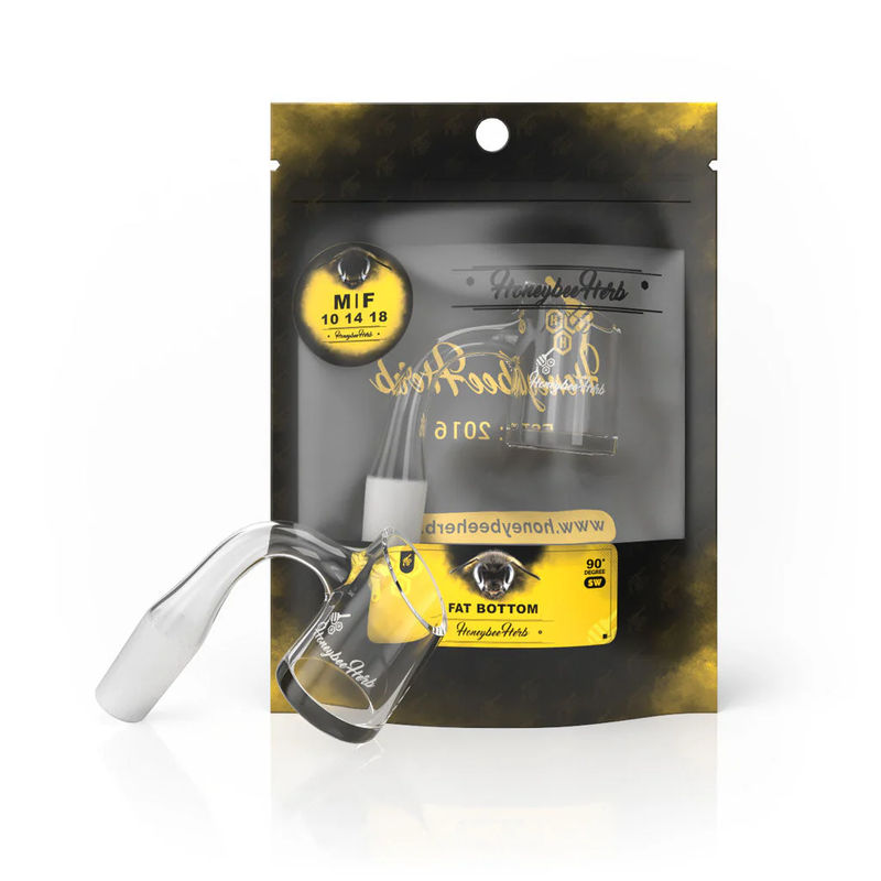 Honeybee Herb Black Line Quartz Bangers - All Joint Options - Size:14mm - Joint:Female - Style:Fat Bottom