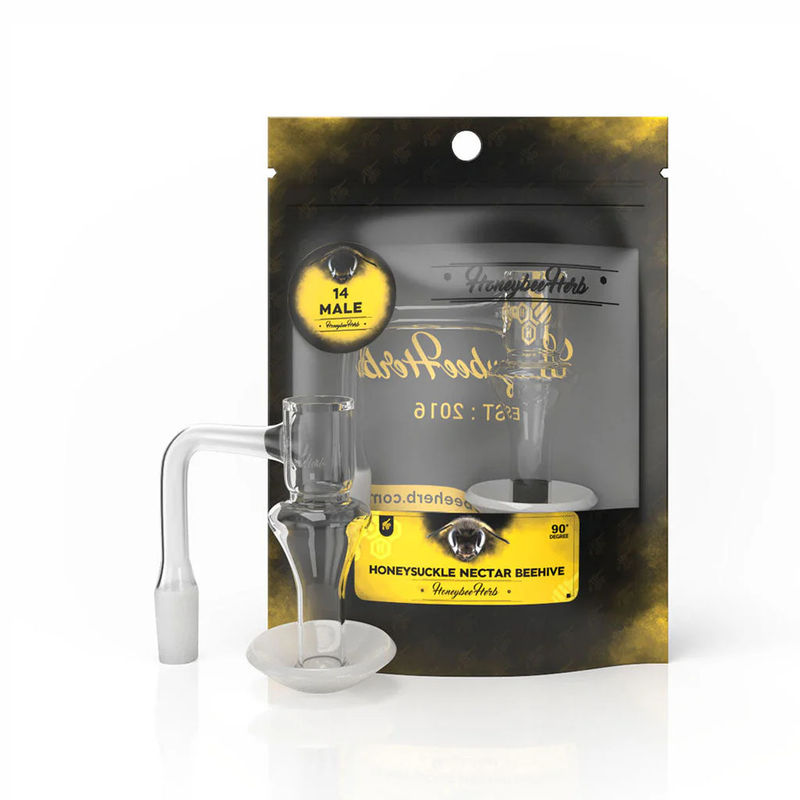 Honeybee Herb Black Line Quartz Bangers - All Joint Options - Size:10mm - Joint:Female - Style:Honey Hybrid