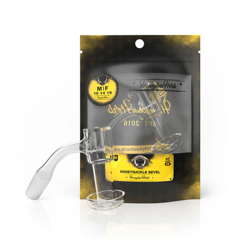 Black Line Honeysuckle Bevel Quartz Banger - All Joint Options - Size:14mm - Gender:Male - Angle:45-Degree