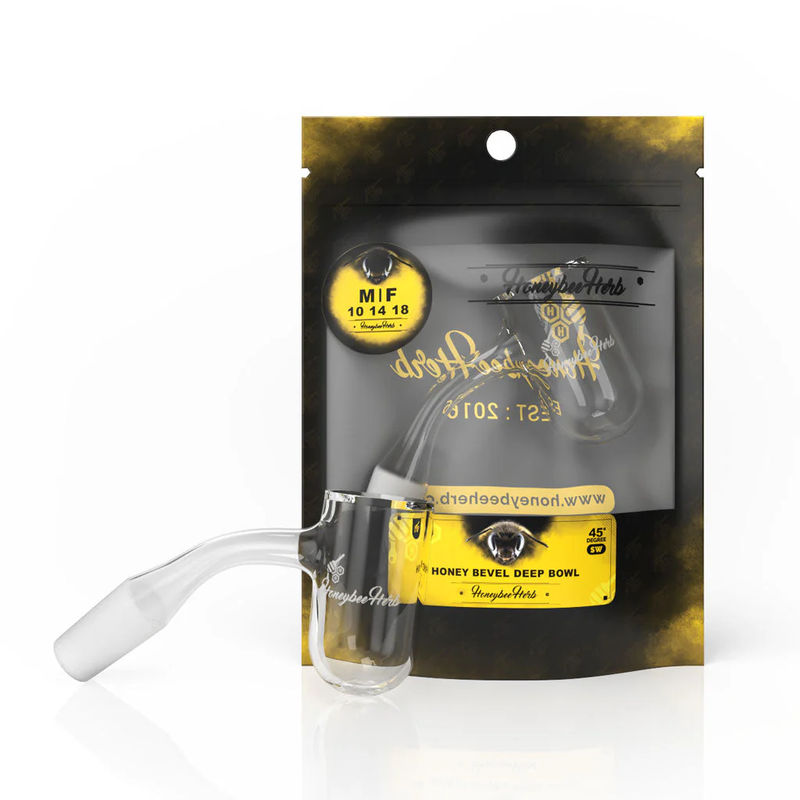 Black Line Deep Honey Bevel Quartz Banger - All Joint Options - Size:14mm - Gender:Female - Angle:45-Degree