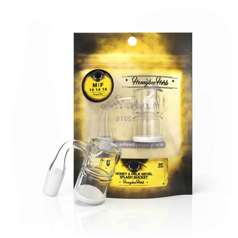 YL Honey & Milk Quartz Banger - All Joint Options - Size:14mm - Gender:Male - Style:Honey and Milk Bevel Splash Bucket 90-Degree