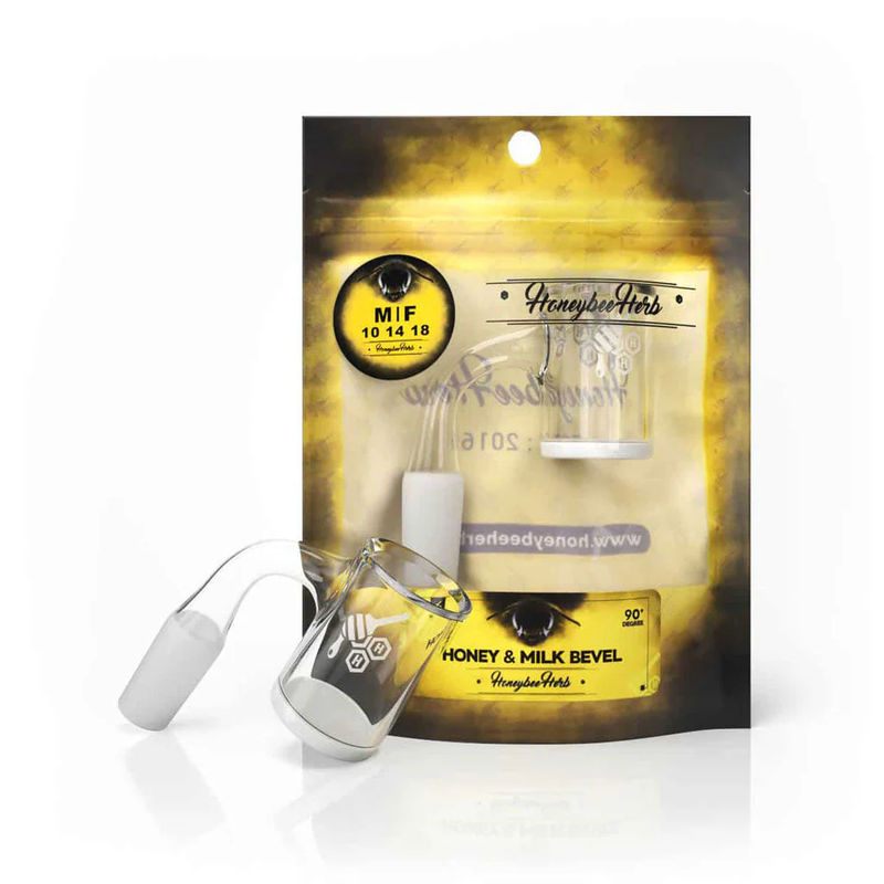 YL Honey & Milk Quartz Banger - All Joint Options - Size:18mm - Gender:Female - Style:Honey and Milk Bevel 90-Degree