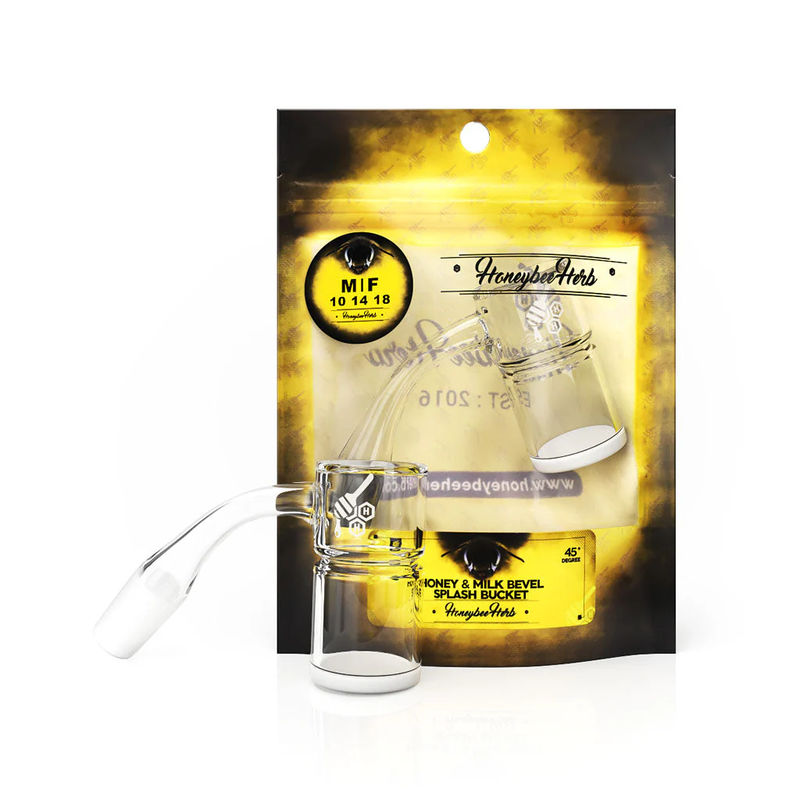 YL Honey & Milk Quartz Banger - All Joint Options - Size:10mm - Gender:Male - Style:Honey and Milk Bevel Splash Bucket 45-Degree