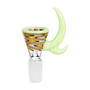 CaliConnected Double Horn Bowl Piece - 14/18mm Male - Joint Size:14mm - Color:Green