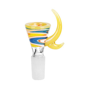 CaliConnected Double Horn Bowl Piece - 14/18mm Male - Joint Size:18mm - Color:Yellow