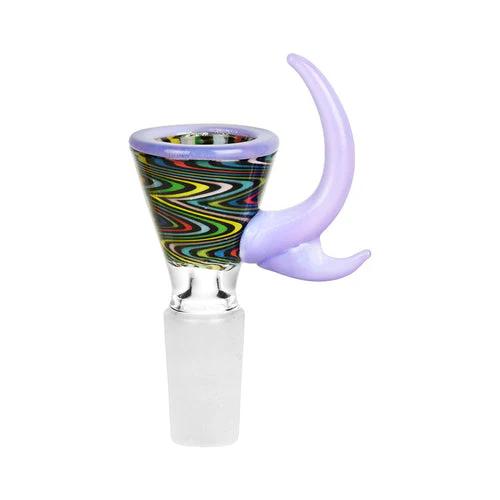 CaliConnected Double Horn Bowl Piece - 14/18mm Male - Joint Size:14mm - Color:Purple