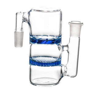 Honeycomb Perc to Turbine Perc Barrel Ashcatcher (Multi-Size/Angle) - Joint Angle:90° - Color:Blue - Joint Size:14mm