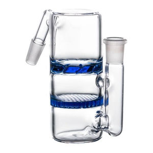 Honeycomb Perc to Turbine Perc Barrel Ashcatcher (Multi-Size/Angle) - Joint Angle:45° - Color:Blue - Joint Size:14mm