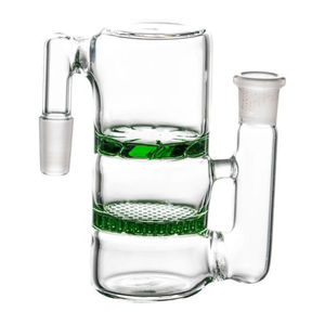 Honeycomb Perc to Turbine Perc Barrel Ashcatcher (Multi-Size/Angle) - Joint Angle:90° - Color:Green - Joint Size:14mm