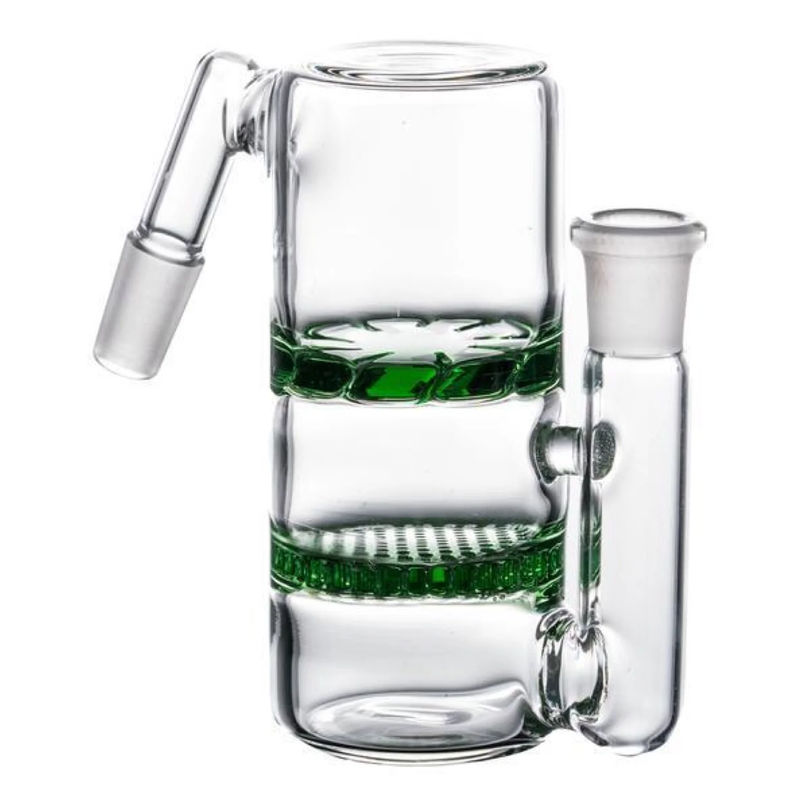 Honeycomb Perc to Turbine Perc Barrel Ashcatcher (Multi-Size/Angle) - Joint Angle:45° - Color:Green - Joint Size:14mm
