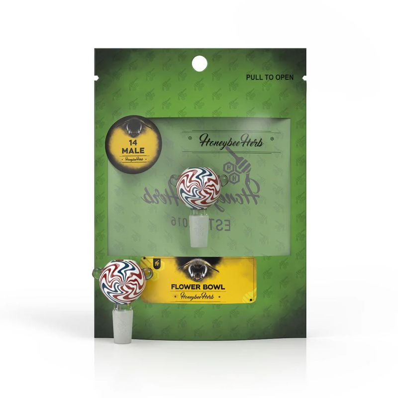 Honeybee Herb Green Line Hypnotic Bowl Piece - 14mm Male - Color:Red