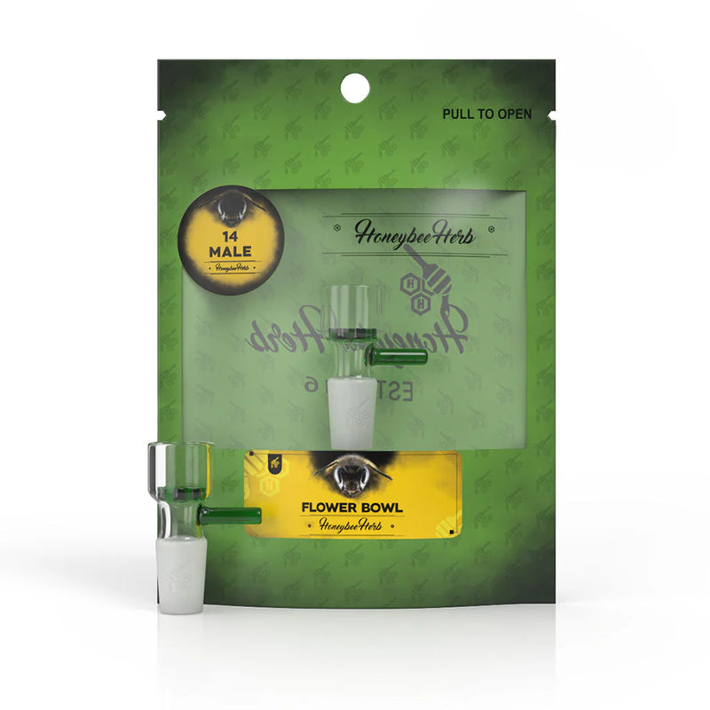 Honeybee Herb Green Line Snowflake Screen Bowl Piece - 14mm Male - Color:Green