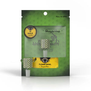 Honeybee Herb Green Line Swirl Bowl Piece - 14mm Male - Color:Lime Green