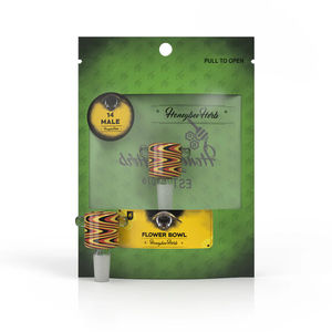 Honeybee Herb Green Line Swirl Bowl Piece - 14mm Male - Color:Black/Orange