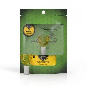 Honeybee Herb Green Line Gemstone Bowl Piece - 14mm Male - Color:Yellow