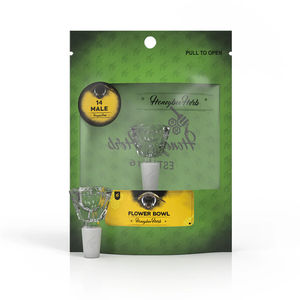 Honeybee Herb Green Line Gemstone Bowl Piece - 14mm Male - Color:Clear