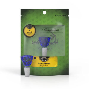 Honeybee Herb Green Line Gemstone Bowl Piece - 14mm Male - Color:Blue