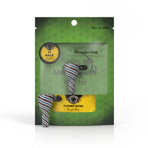 Honeybee Herb Green Line Wig Wag Bowl - 14mm Male - Color:Blue/Red