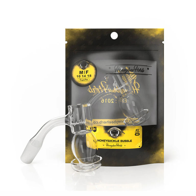 Black Line Honeysuckle Bubble Quartz Banger - All Joint Options - Size:14mm - Gender:Male - Angle:45-Degree