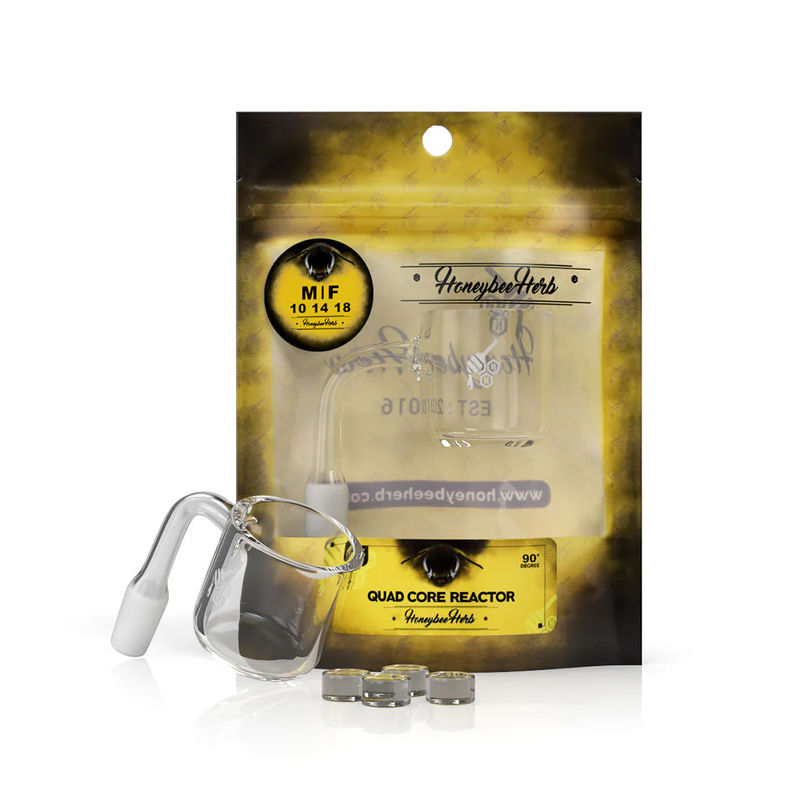 Honeybee Herb YL Quartz Bangers (14/18mm, 90° Angle) - Size:14mm - Style:Quad Core Reactor