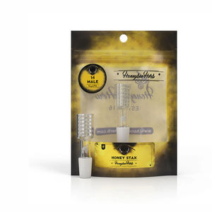 Honeybee Herb YL Quartz Bangers (14/18mm, 90° Angle) - Size:14mm - Style:Honey Stax