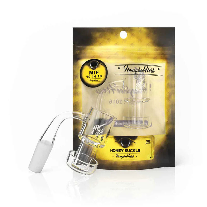 Honeybee Herb YL Quartz Bangers (14/18mm, 90° Angle) - Size:18mm - Style:Whirlwind