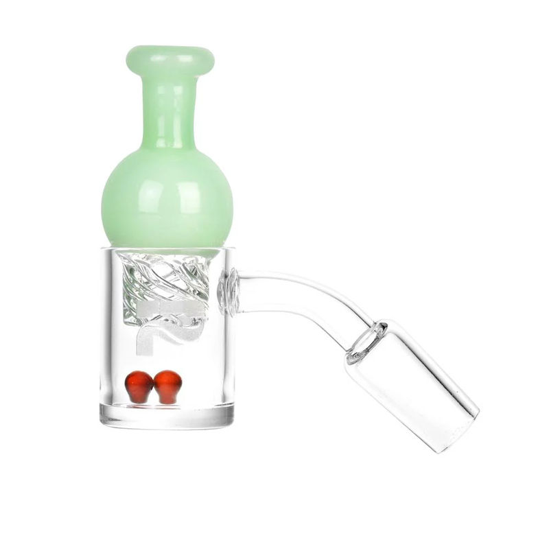 Pulsar Quartz Banger w. Helix Carb Cap (14mm, 45°) - Color:Green