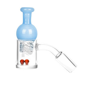 Pulsar Quartz Banger w. Helix Carb Cap (14mm, 45°) - Color:Blue