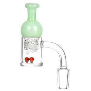 Pulsar Quartz Banger w. Helix Carb Cap (14mm, 90°) - Color:Green