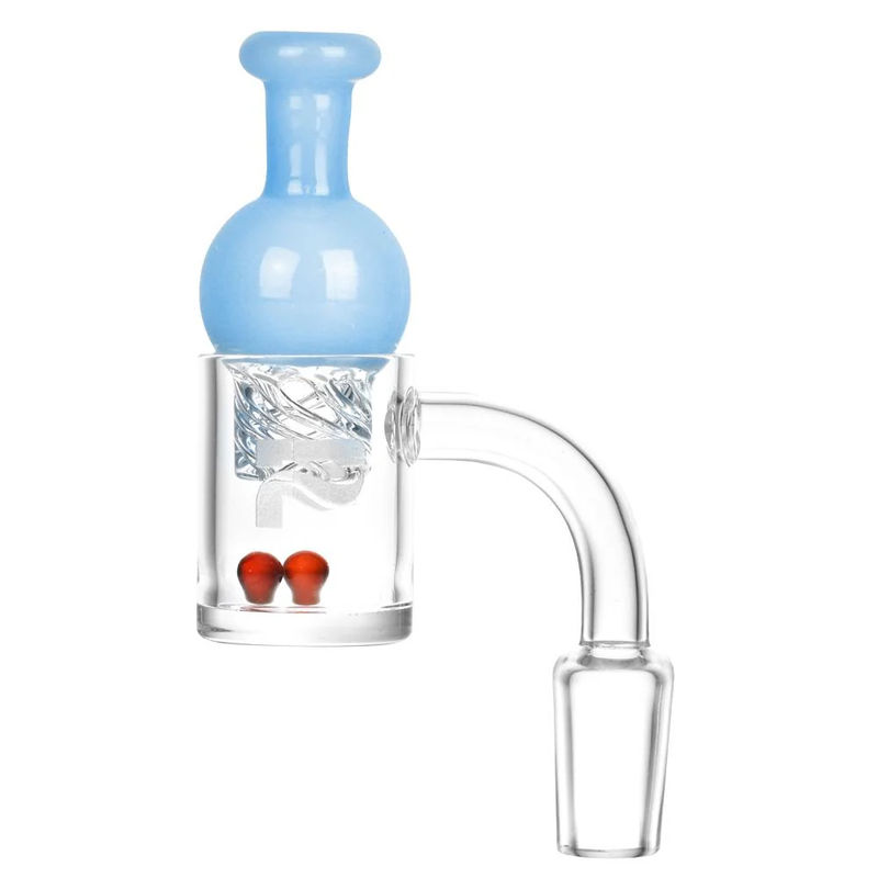 Pulsar Quartz Banger w. Helix Carb Cap (14mm, 90°) - Color:Blue