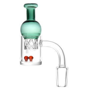 Pulsar Quartz Banger w. Helix Carb Cap (14mm, 90°) - Color:Teal