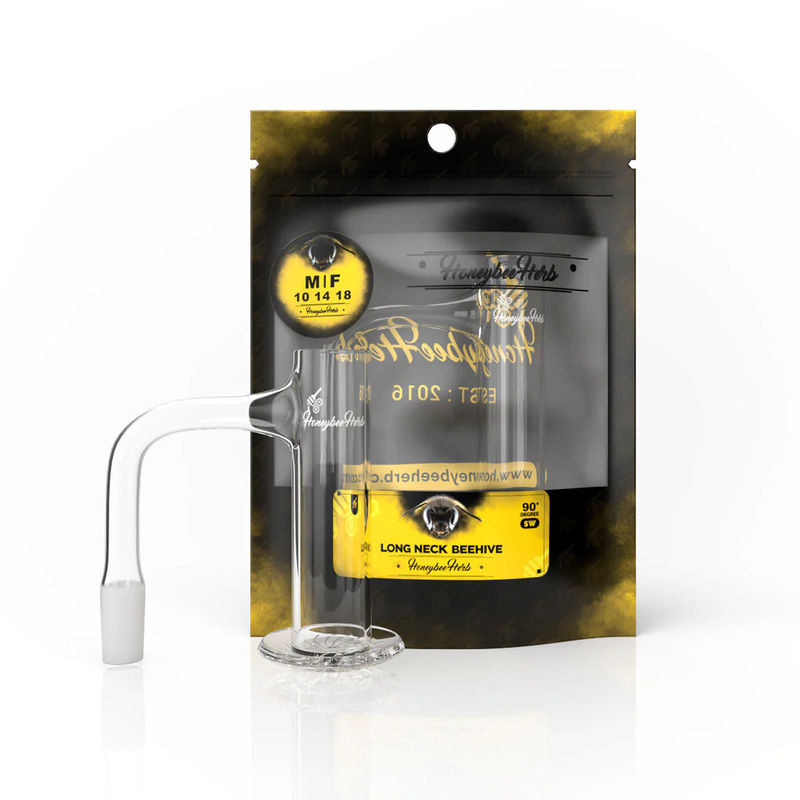 Black Line Long Neck Beehive Quartz Banger (14mm, 90°)