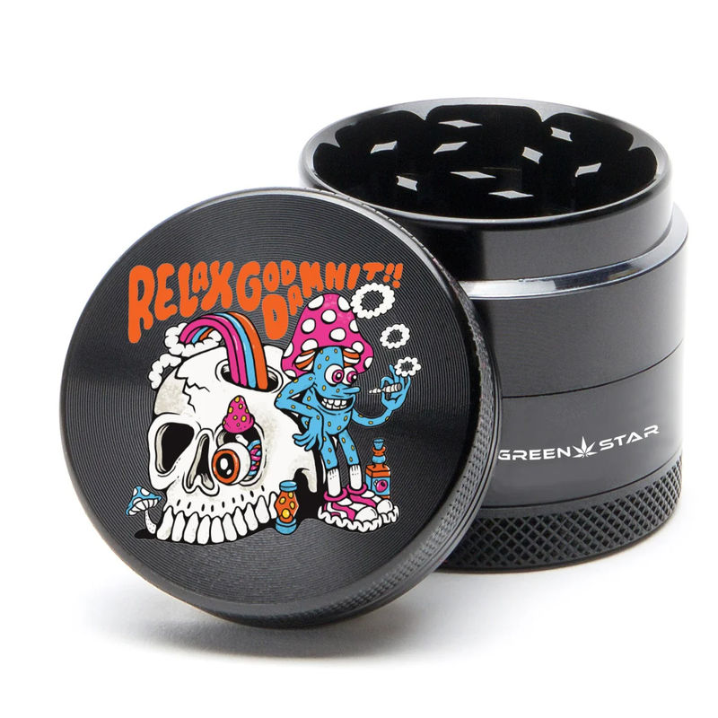Green Star Creature Small 4-Piece Grinder - Style:Relax - Color:Black