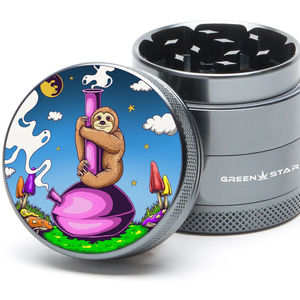 Green Star Creature Small 4-Piece Grinder - Style:Sloth Bong - Color:Grey