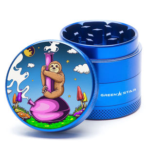 Green Star Creature Small 4-Piece Grinder - Style:Sloth Bong - Color:Blue