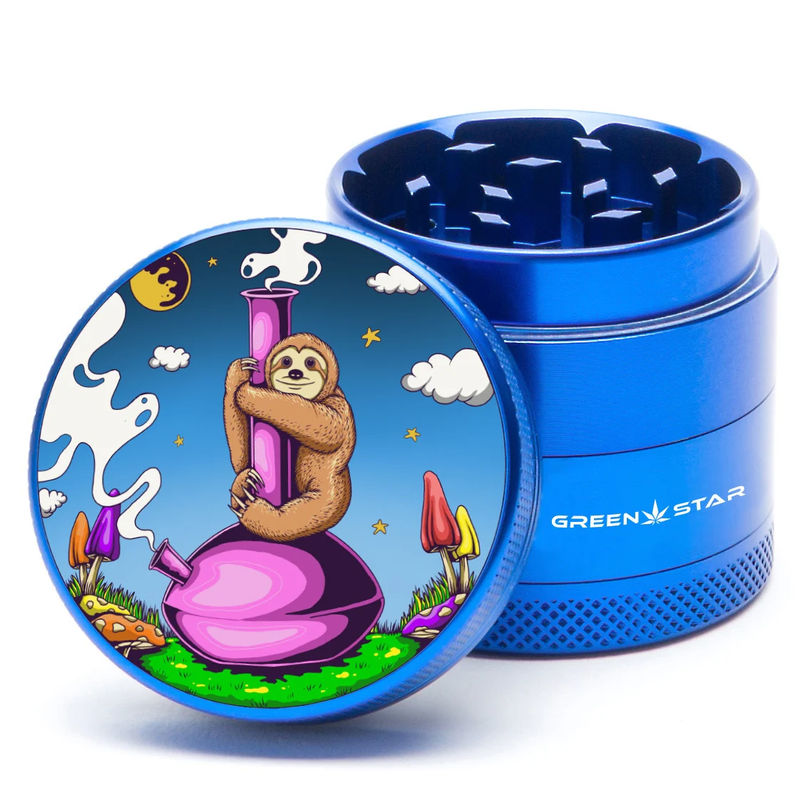 Green Star Creature Small 4-Piece Grinder - Style:Sloth Bong - Color:Blue