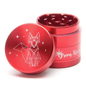 Green Star Creature Small 4-Piece Grinder - Style:Fancy Fox - Color:Red