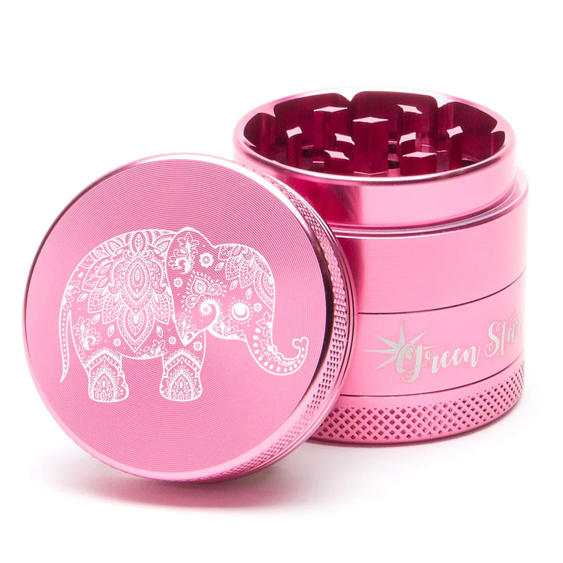 Green Star Creature Small 4-Piece Grinder - Style:Elephant - Color:Pink