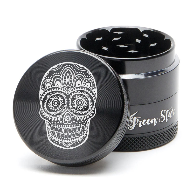 Green Star Creature Small 4-Piece Grinder - Style:Skull - Color:Black