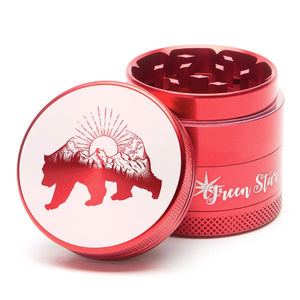 Green Star Creature Small 4-Piece Grinder - Style:Bear Mountain - Color:Red