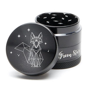 Green Star Creature Small 4-Piece Grinder - Style:Fancy Fox - Color:Black