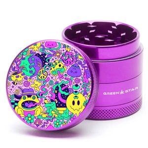 Green Star Creature Small 4-Piece Grinder - Style:Trippy Drippy - Color:Purple