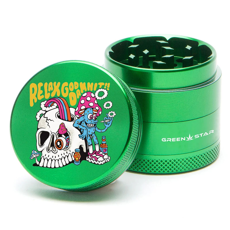 Green Star Creature Small 4-Piece Grinder - Style:Relax - Color:Green