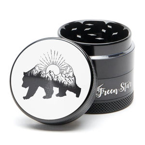 Green Star Creature Small 4-Piece Grinder - Style:Bear Mountain - Color:Black