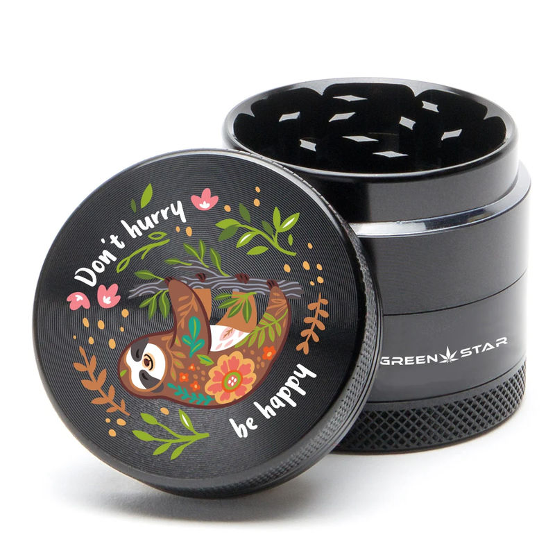 Green Star Creature Small 4-Piece Grinder - Style:Don't Hurry - Color:Black