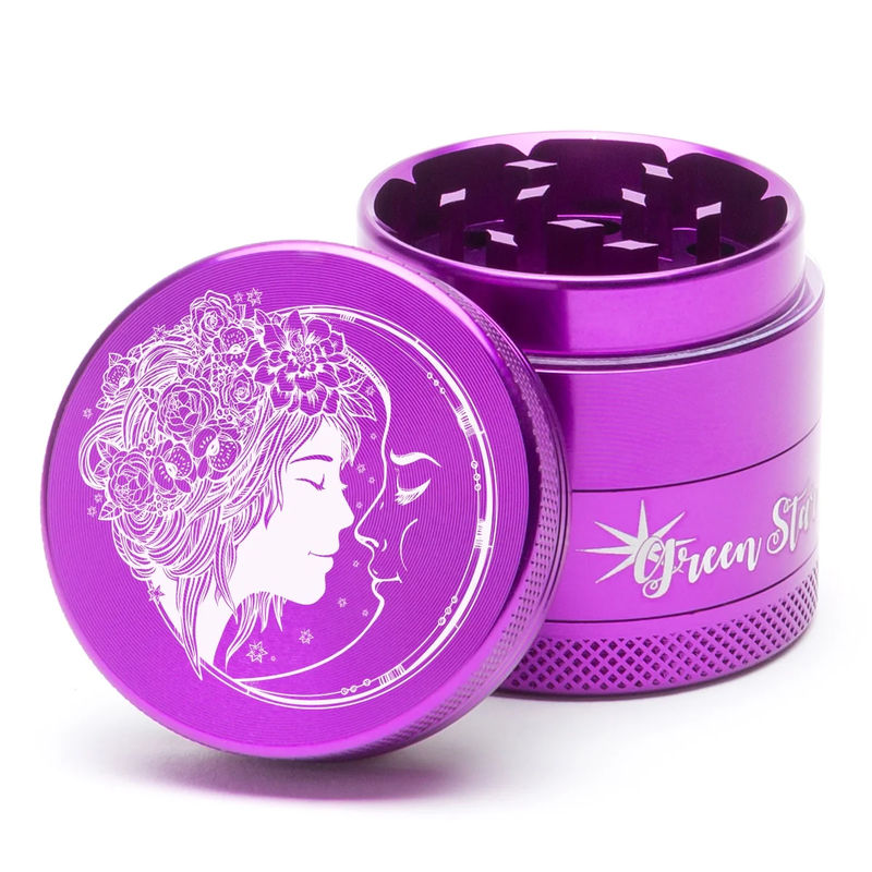 Green Star Creature Small 4-Piece Grinder - Style:Fairy Moon - Color:Purple
