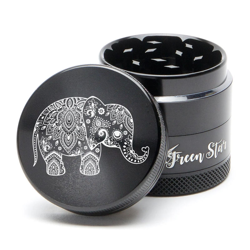 Green Star Creature Small 4-Piece Grinder - Style:Elephant - Color:Black