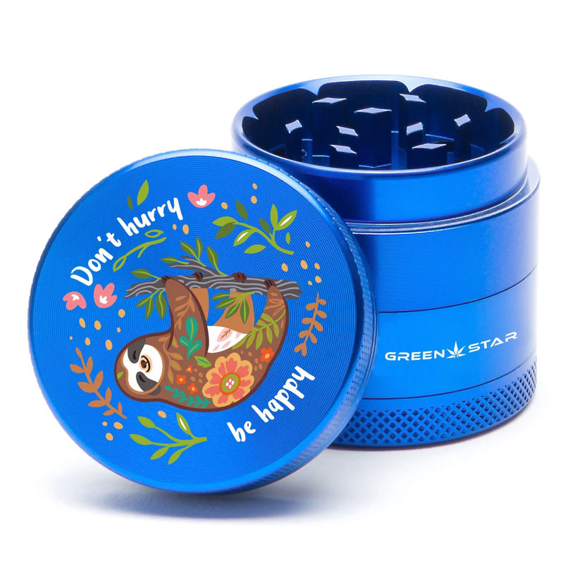 Green Star Creature Small 4-Piece Grinder - Style:Don't Hurry - Color:Blue