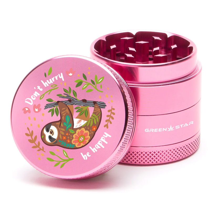 Green Star Creature Small 4-Piece Grinder - Style:Don't Hurry - Color:Pink