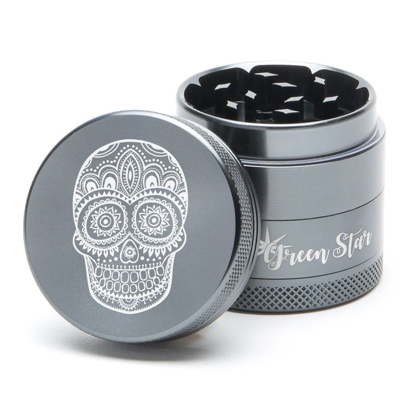 Green Star Creature Small 4-Piece Grinder - Style:Skull - Color:Grey